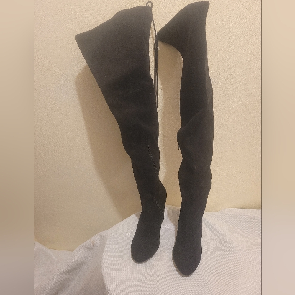 A New Day Black Suede Thigh High Over the Knee Boots